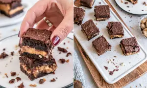 Schokoladige Brownies mit Erdnussbutterfüllung, perfekt für ein einfaches Brownie Rezept.